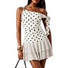 image:imageFloerns Womens Polka Dots Off Shoulder Mini Dress Tiered Party DressesWhite