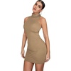 image:imageFloerns Womens Sleeveless Turtleneck Party Mini Bodycon DressKhaki