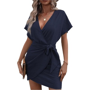 image:imageFloerns Women Cocktail Wrap Deep V Neck Dolman Sleeve Summer Short DressesDark Blue