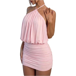 image:imageFloerns Womens Floral Mini Dress Halter Neck Bodycon Wedding Guest DressesPink