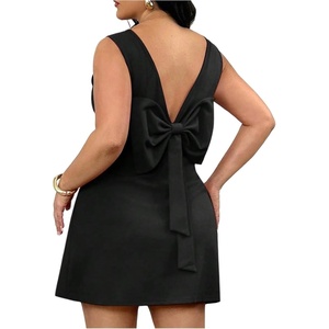 image:imageFloerns Womens Plus Size Sleeveless Backless Cocktail Mini DressesBlack