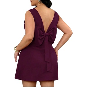 image:imageFloerns Womens Plus Size Sleeveless Backless Cocktail Mini DressesPurple