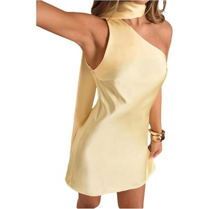 image:imageFloerns Womens Summer One Shoulder Backless Mini DressYellow