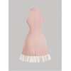 image:imageFloerns Womens Bowknot Halter Dress Pearl Ruffle Hem Party Mini DressesPink