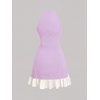 image:imageFloerns Womens Bowknot Halter Dress Pearl Ruffle Hem Party Mini DressesViolet Purple