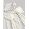 image:imageFloerns Womens Bowknot Halter Dress Pearl Ruffle Hem Party Mini DressesWhite
