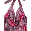 image:imageFloerns Womens Cheetah Draped Halter Mini Dress Tiered Ruffle Club OutfitsFloral Pink