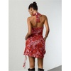 image:imageFloerns Womens Cheetah Draped Halter Mini Dress Tiered Ruffle Club OutfitsHot Pink