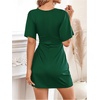 image:imageFloerns Womens Deep V Neck Twisted Plunging High Slit Mini Party DressDark Green