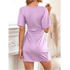 image:imageFloerns Womens Deep V Neck Twisted Plunging High Slit Mini Party DressMauve Purple