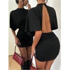 image:imageFloerns Womens Dolman Sleeve Open Back Mini DressBlack