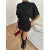 image:imageFloerns Womens Dolman Sleeve Open Back Mini DressBlack