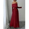 image:imageFloerns Womens Elegant Off The Shoulder Maxi Dress Long Sleeve A Line Formal Wedding Guest DressesBurgundy
