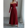 image:imageFloerns Womens Elegant Off The Shoulder Maxi Dress Long Sleeve A Line Formal Wedding Guest DressesBurgundy