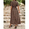 image:imageFloerns Womens Leopard Print V Neck A Line Long DressBrown