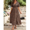 image:imageFloerns Womens Leopard Print V Neck A Line Long DressBrown