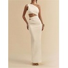 image:imageFloerns Womens One Shoulder Cutout Bodycon Maxi Wedding Guest DressApricot