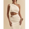 image:imageFloerns Womens One Shoulder Cutout Bodycon Maxi Wedding Guest DressApricot