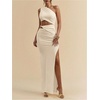 image:imageFloerns Womens One Shoulder Cutout Bodycon Maxi Wedding Guest DressApricot