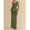 image:imageFloerns Womens One Shoulder Cutout Bodycon Maxi Wedding Guest DressArmy Green