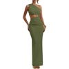 image:imageFloerns Womens One Shoulder Cutout Bodycon Maxi Wedding Guest DressArmy Green