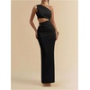image:imageFloerns Womens One Shoulder Cutout Bodycon Maxi Wedding Guest DressBlack