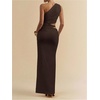 image:imageFloerns Womens One Shoulder Cutout Bodycon Maxi Wedding Guest DressCoffee Brown
