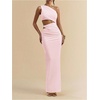 image:imageFloerns Womens One Shoulder Cutout Bodycon Maxi Wedding Guest DressCoral Pink