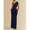 image:imageFloerns Womens One Shoulder Cutout Bodycon Maxi Wedding Guest DressDark Blue