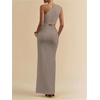 image:imageFloerns Womens One Shoulder Cutout Bodycon Maxi Wedding Guest DressGrey