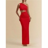 image:imageFloerns Womens One Shoulder Cutout Bodycon Maxi Wedding Guest DressRed