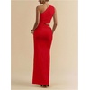 image:imageFloerns Womens One Shoulder Cutout Bodycon Maxi Wedding Guest DressRed