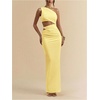 image:imageFloerns Womens One Shoulder Cutout Bodycon Maxi Wedding Guest DressYellow