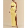 image:imageFloerns Womens One Shoulder Cutout Bodycon Maxi Wedding Guest DressYellow