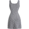 image:imageFloerns Womens Plaid Tweed Sleeveless Square Neck Elegant Work Mini DressBlack and White