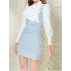 image:imageFloerns Womens Plaid Tweed Sleeveless Square Neck Elegant Work Mini DressBlue and White