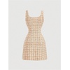 image:imageFloerns Womens Plaid Tweed Sleeveless Square Neck Elegant Work Mini DressGinger