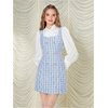 image:imageFloerns Womens Plaid Tweed Sleeveless Square Neck Elegant Work Mini DressLight Blue