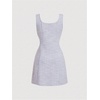 image:imageFloerns Womens Plaid Tweed Sleeveless Square Neck Elegant Work Mini DressLilac Purple