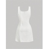 image:imageFloerns Womens Plaid Tweed Sleeveless Square Neck Elegant Work Mini DressWhite