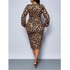 image:imageFloerns Womens Plus Size Cheetah Print Lace Dress V Neck Bodycon Formal Midi DressBrown