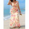 image:imageFloerns Womens Plus Size Floral Tie Shoulder Wedding Guest Maxi DressesBeige
