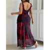image:imageFloerns Womens Plus Size Floral Tie Shoulder Wedding Guest Maxi DressesBlack and Red