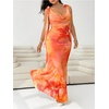image:imageFloerns Womens Plus Size Floral Tie Shoulder Wedding Guest Maxi DressesOrange