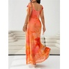 image:imageFloerns Womens Plus Size Floral Tie Shoulder Wedding Guest Maxi DressesOrange