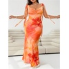 image:imageFloerns Womens Plus Size Floral Tie Shoulder Wedding Guest Maxi DressesOrange