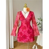 image:imageFloerns Womens Plus Size Floral V Neck Dress Long Sleeve A Line DressesHot Pink
