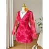 image:imageFloerns Womens Plus Size Floral V Neck Dress Long Sleeve A Line DressesHot Pink