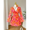 image:imageFloerns Womens Plus Size Floral V Neck Dress Long Sleeve A Line DressesOrange