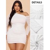 image:imageFloerns Womens Plus Size Off The Shoulder Mesh Long Sleeve Mini DressesWhite Sequin